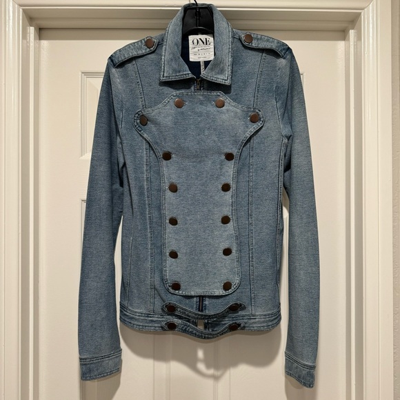 Rare! ONE TEASPOON Denim Jacket Cool Retro Design Soft Comfy Stretch Size S - Picture 1 of 16